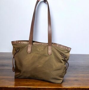 Green Prada Nylon Tote Bag